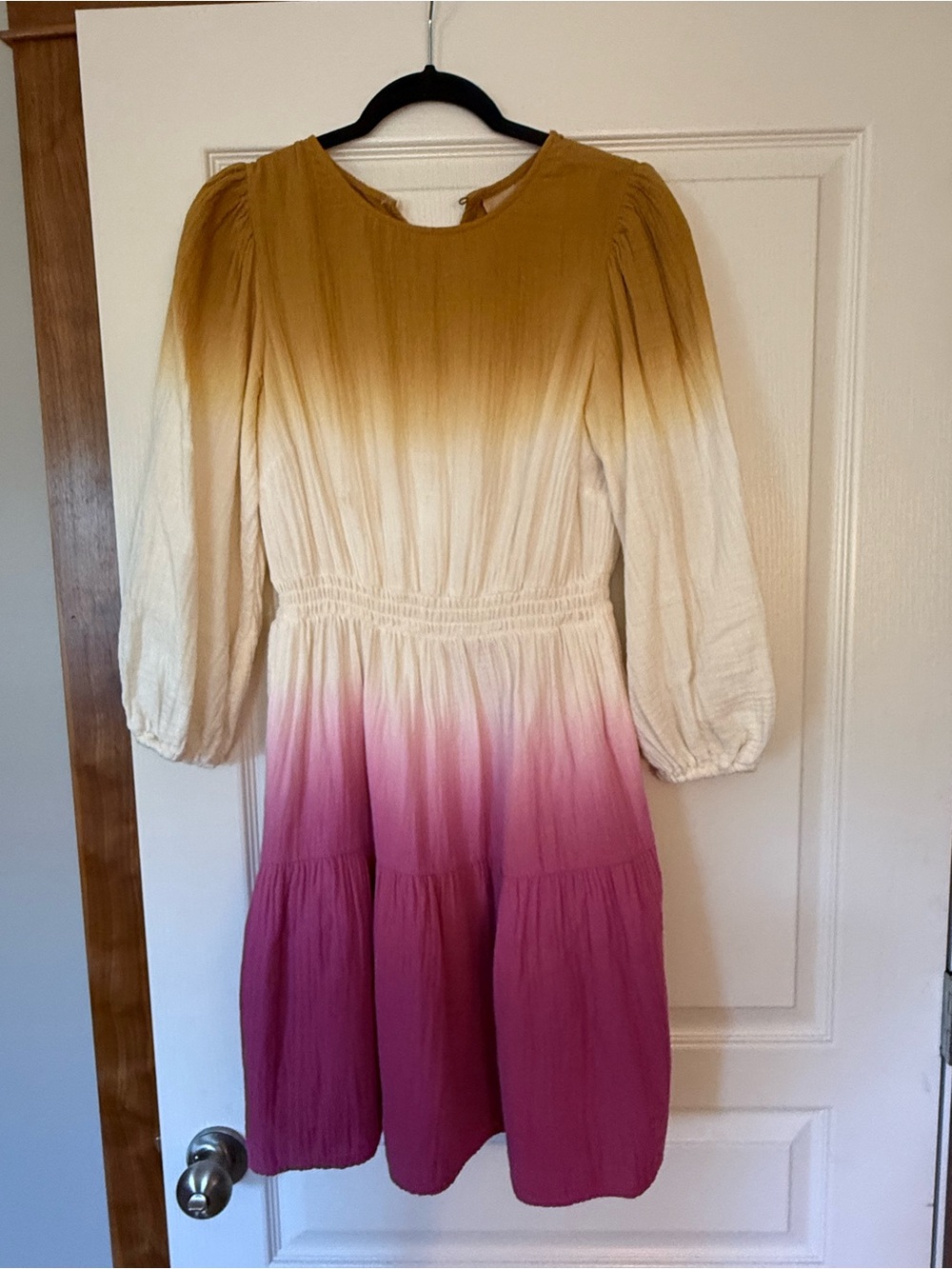 Universal Thread Ombre Mustard, Cream & Pink Tiered Mini Dress